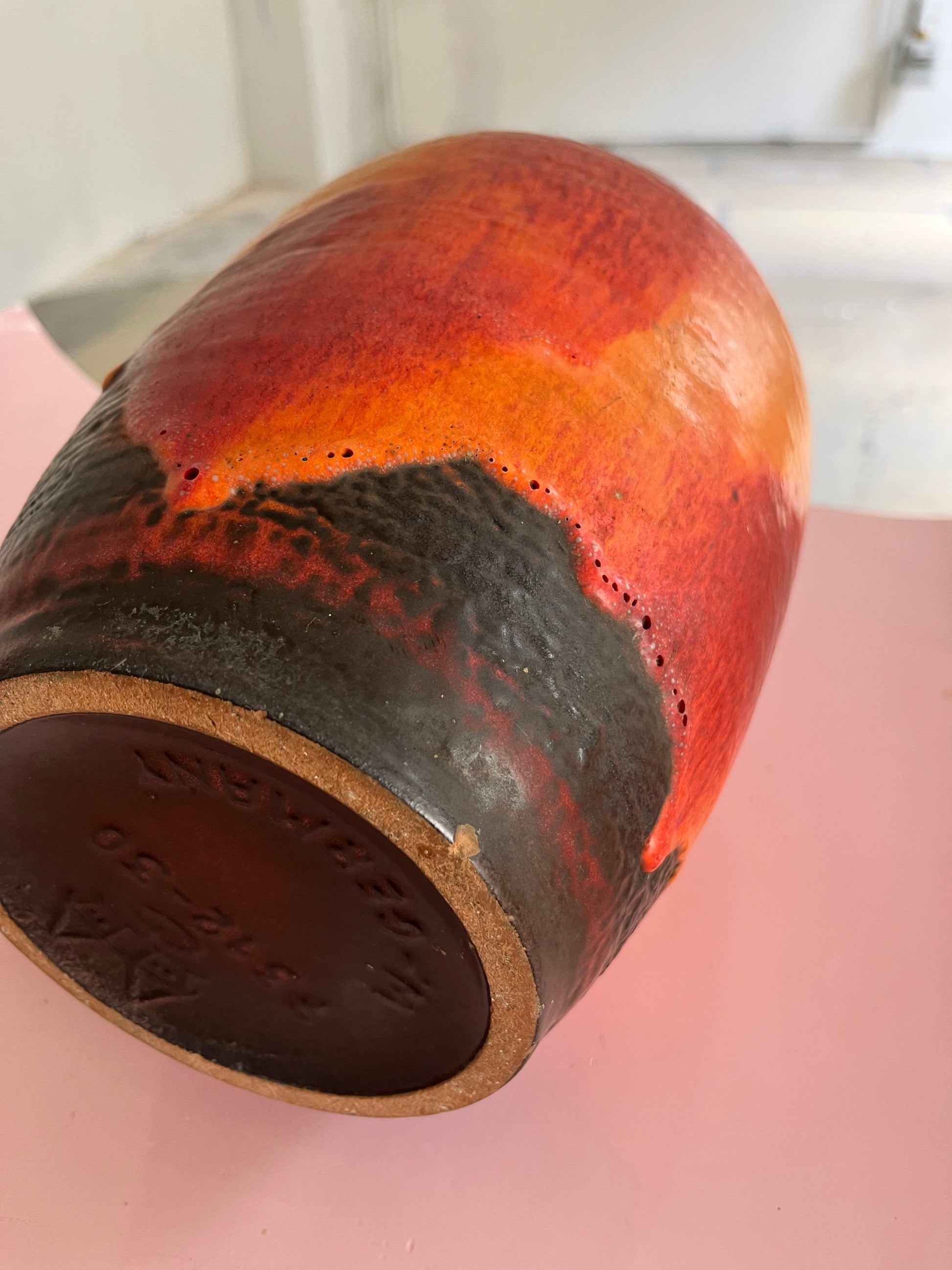Vase 7312-30 Fat Lava orange rot von Carstens Keramik West Germany