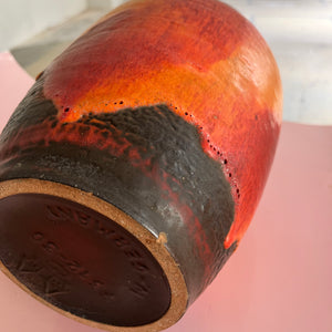 Vase 7312-30 Fat Lava orange rot von Carstens Keramik West Germany