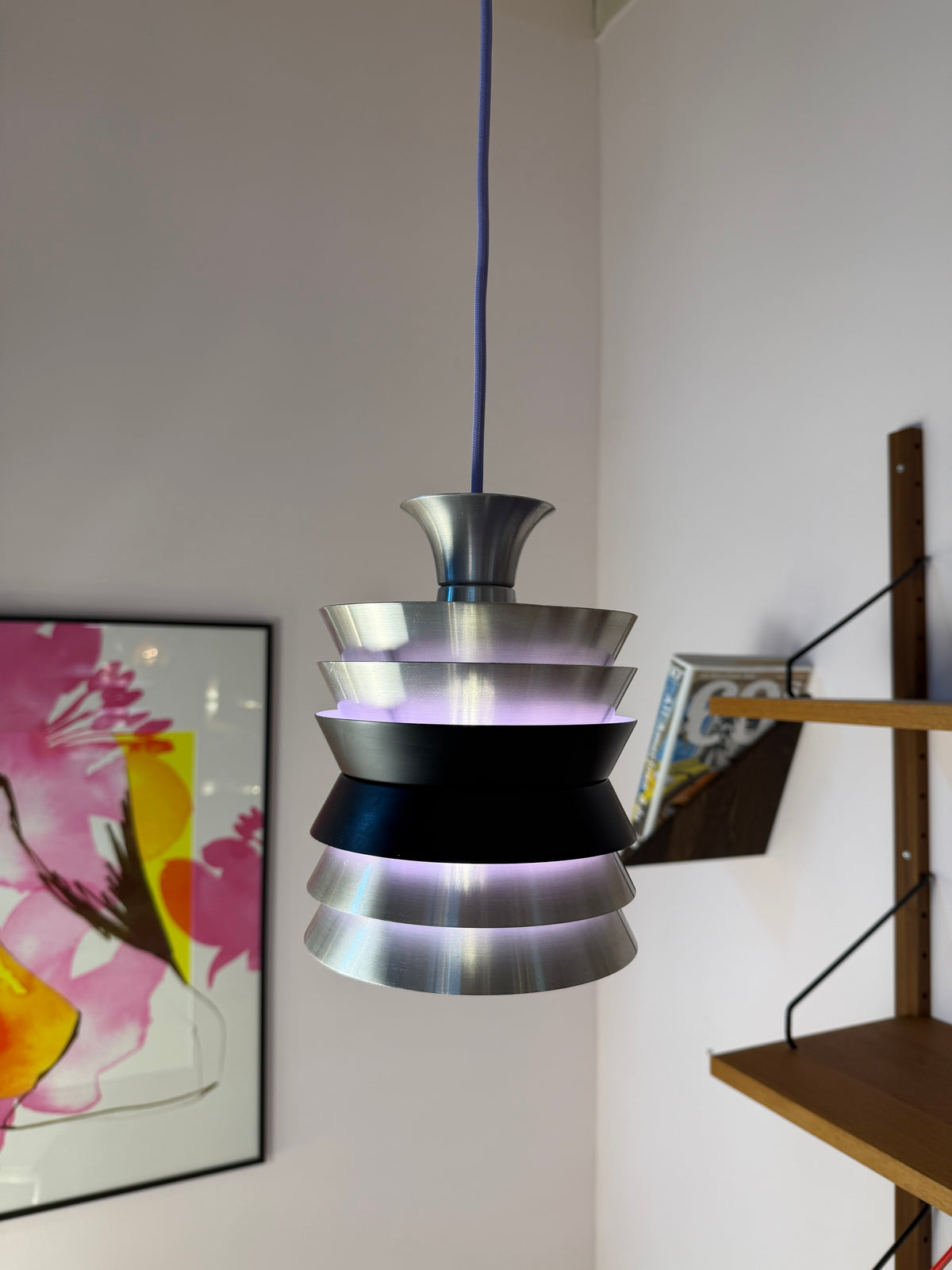 Lamellenlampe Trava silber schwarz lila von Carl Thore für Granhaga