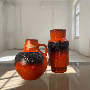 Set: 2x Vase Fat Lava orange schwarz von Kreutz Keramik