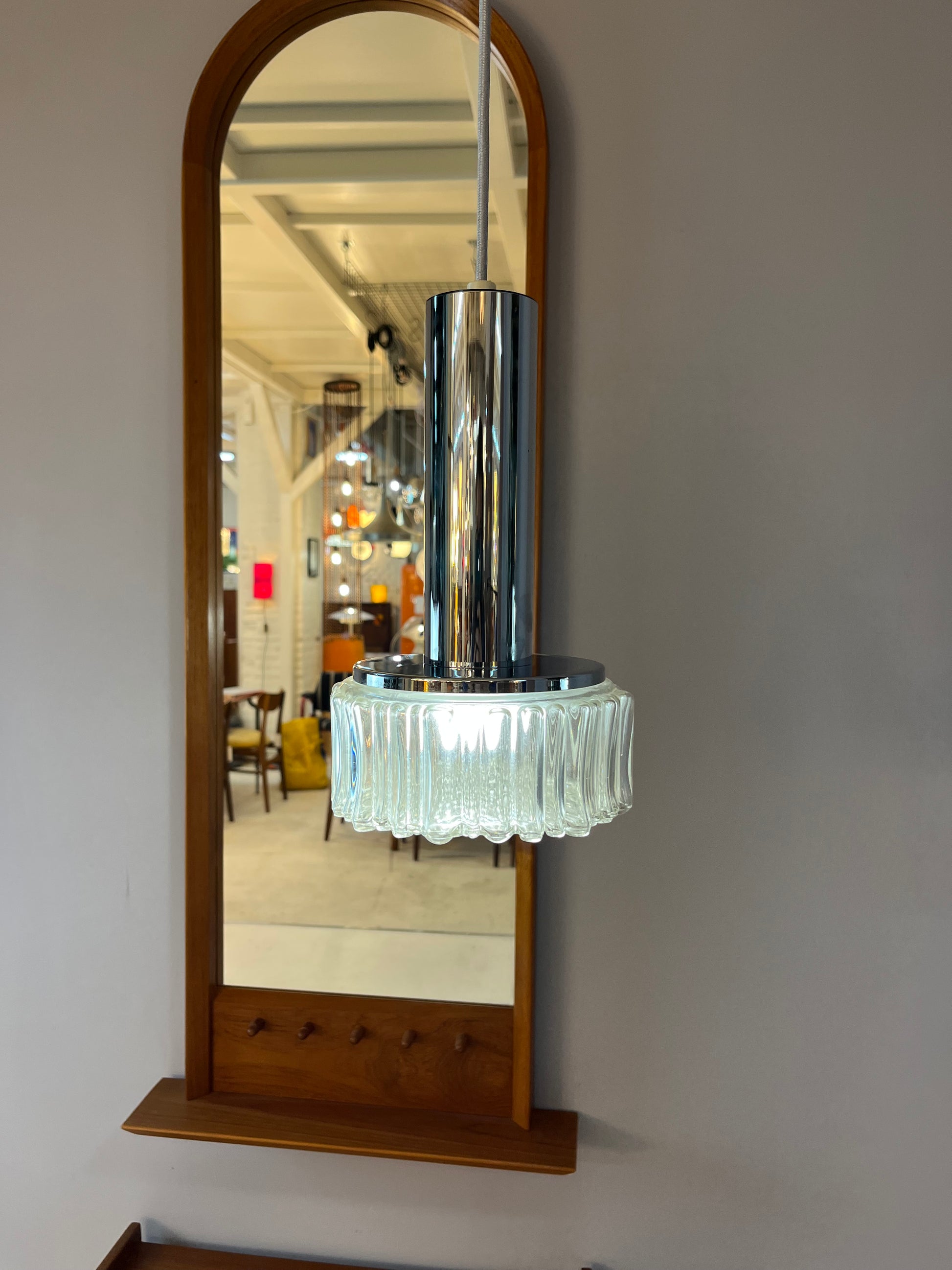Pendelleuchte Modell P105 Glas Chrom von STAFF