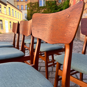 Set: 6x Esszimmerstuhl grau Teak neu gepolstert