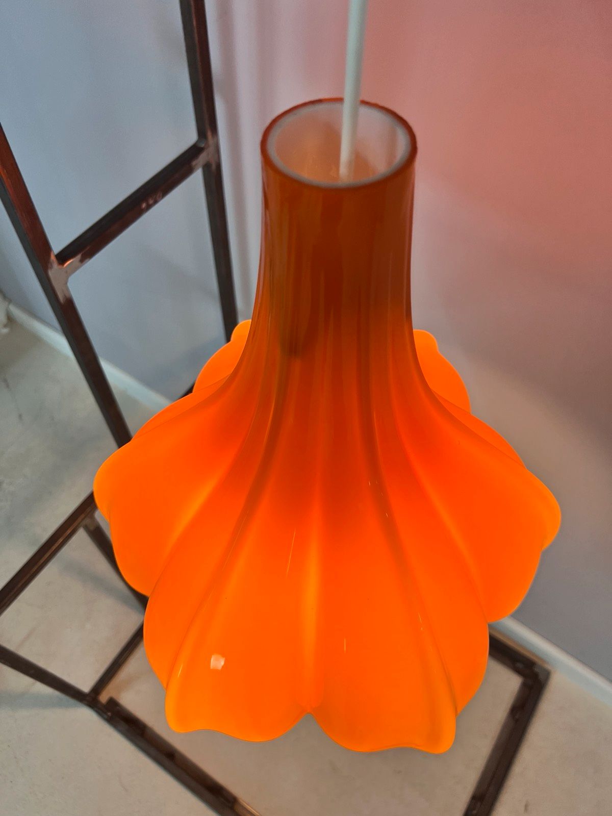 Blumenlampe orange Glas von Peill & Putzler