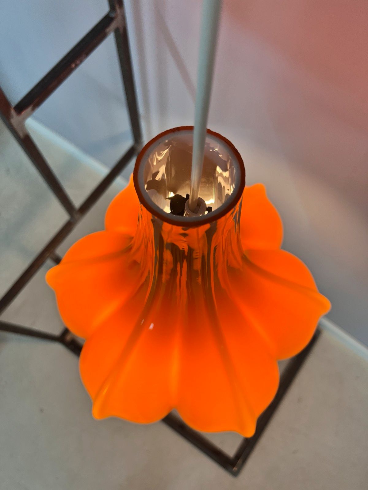 Blumenlampe orange Glas von Peill & Putzler