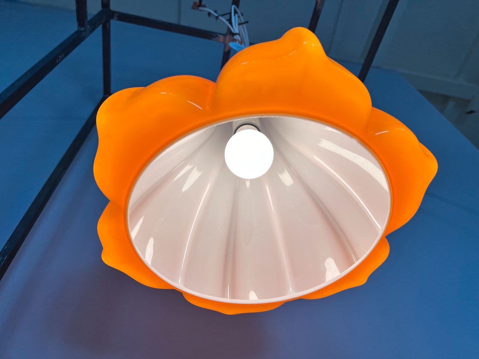 Blumenlampe orange Glas von Peill & Putzler