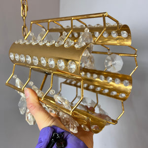 Hängelampe Messing Kristalle von Palwa