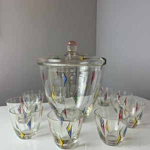 Bowle-Set: 9 Gläser und 1 Terrine bedrucktes Glas