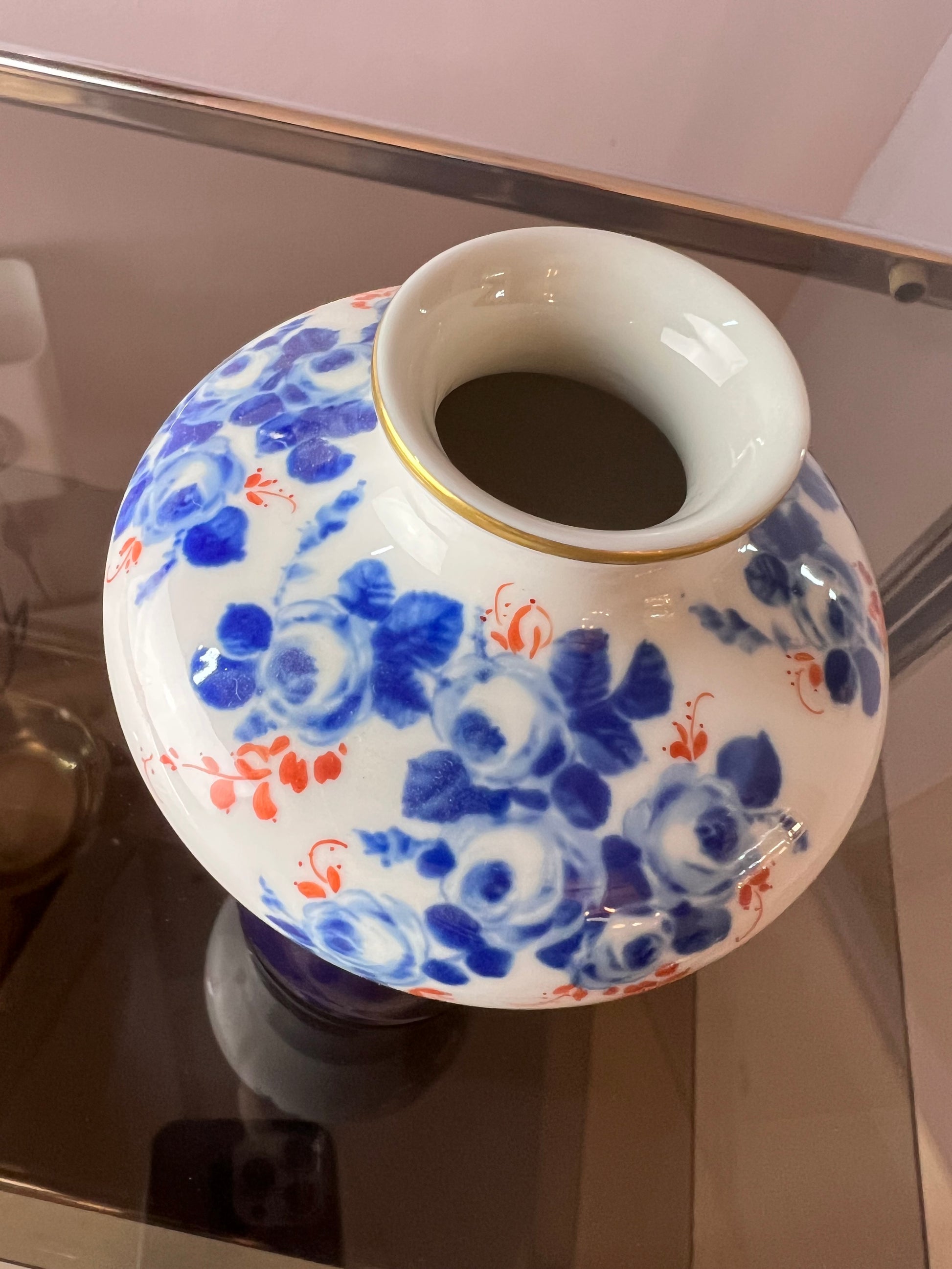 Vase blau weiß Porzellan von Unterweissbach