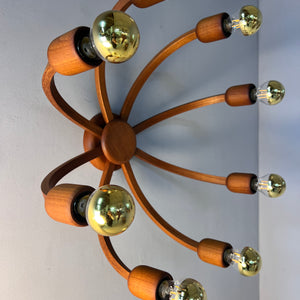 Achtarmige Wandlampe / Deckenlampe Teak von DOMUS