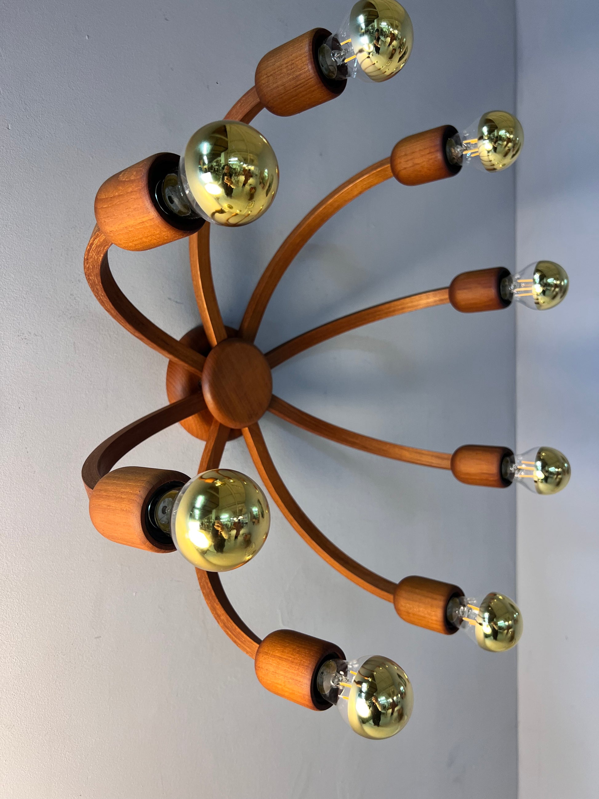 Achtarmige Wandlampe / Deckenlampe Teak von DOMUS