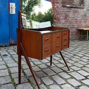 Schminktisch mit gemusterter Glasplatte Teak