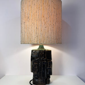 Tischlampe türkis beige Keramik von Bernard Rooke