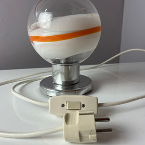 Tischlampe weiß orange Glas Chrom von Doria