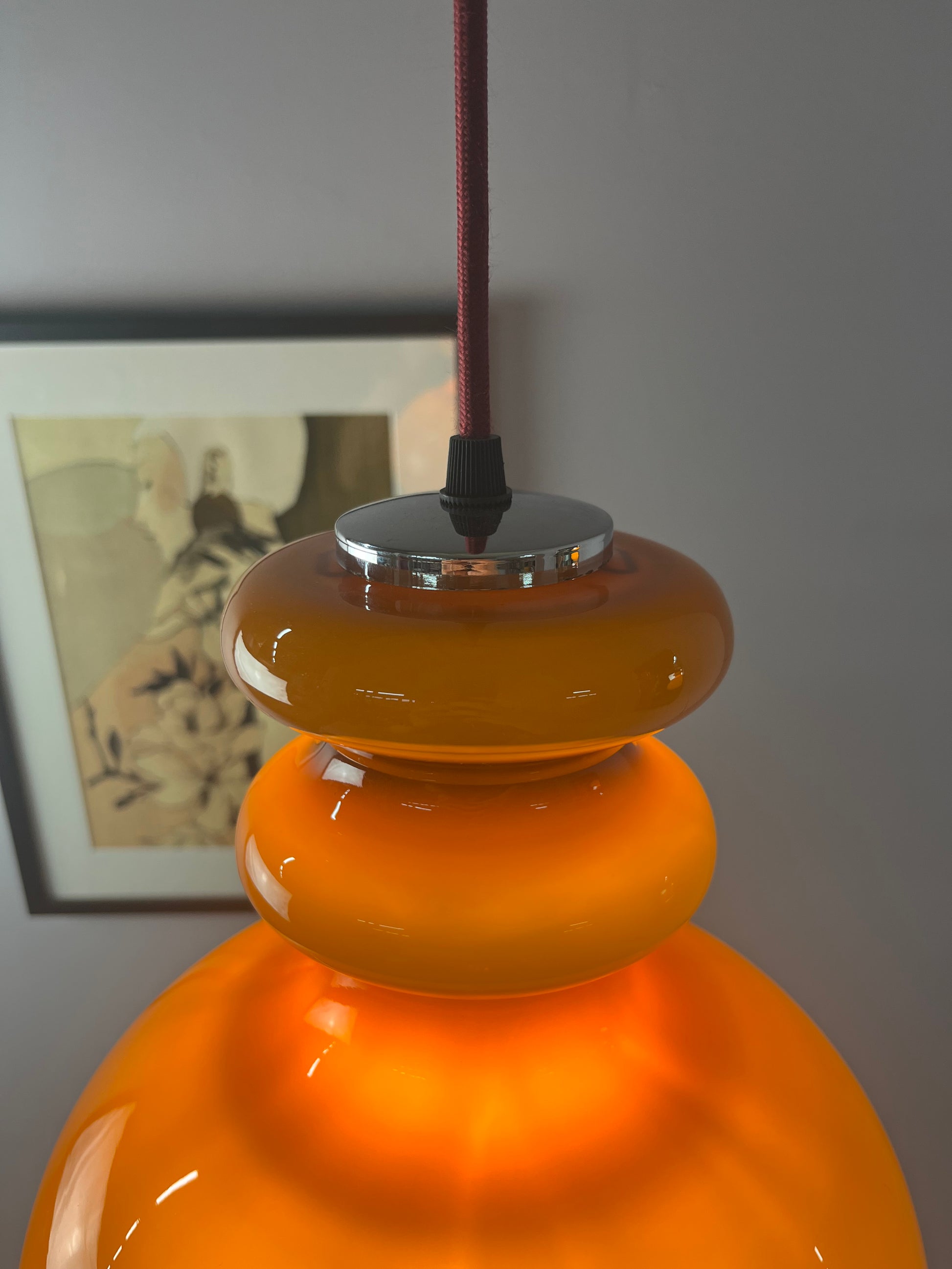 Hängelampe braun orange Glas