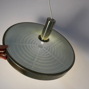 Hängelampe silber weiß mit Gitteroptik aus Dänemark