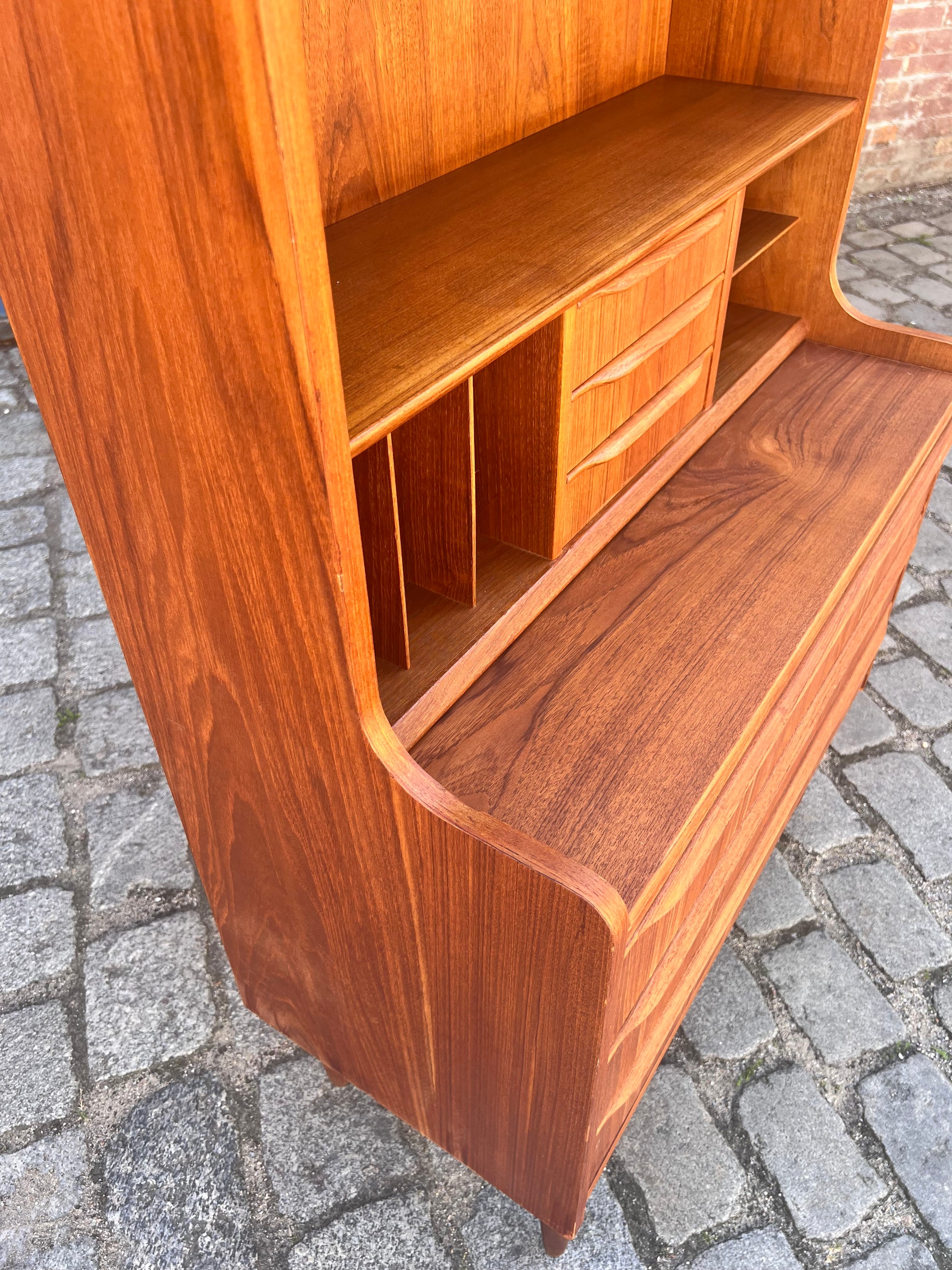 Bücherregal Teak mit Sekretär & Ausziehplatte aus Dänemark