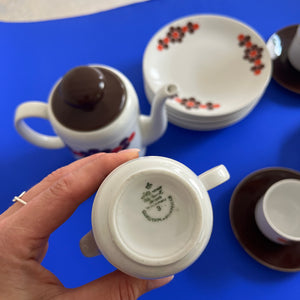 Kaffeeservice weiß braun rot von Seltmann Weiden