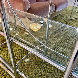 Rundes Regal / Raumteiler Chrom & Glas - Designklassiker