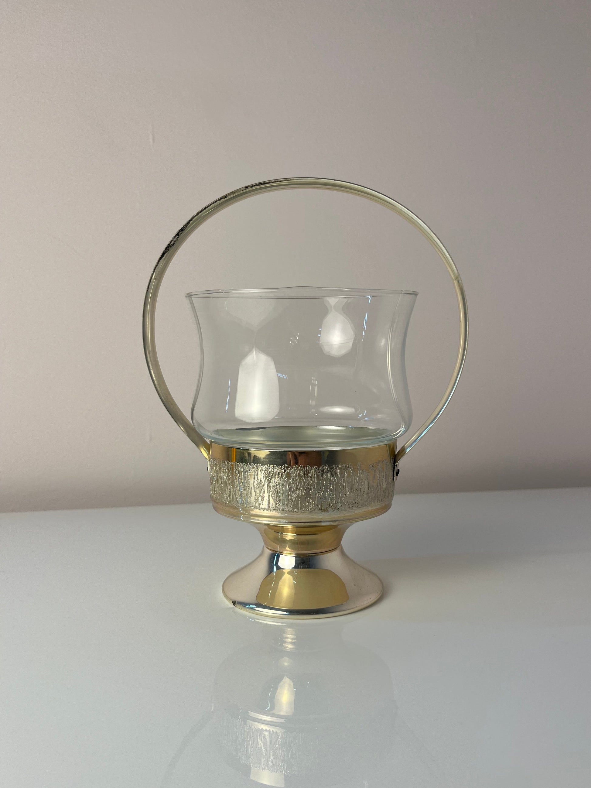 Henkelschale versilbert mit Glaseinsatz