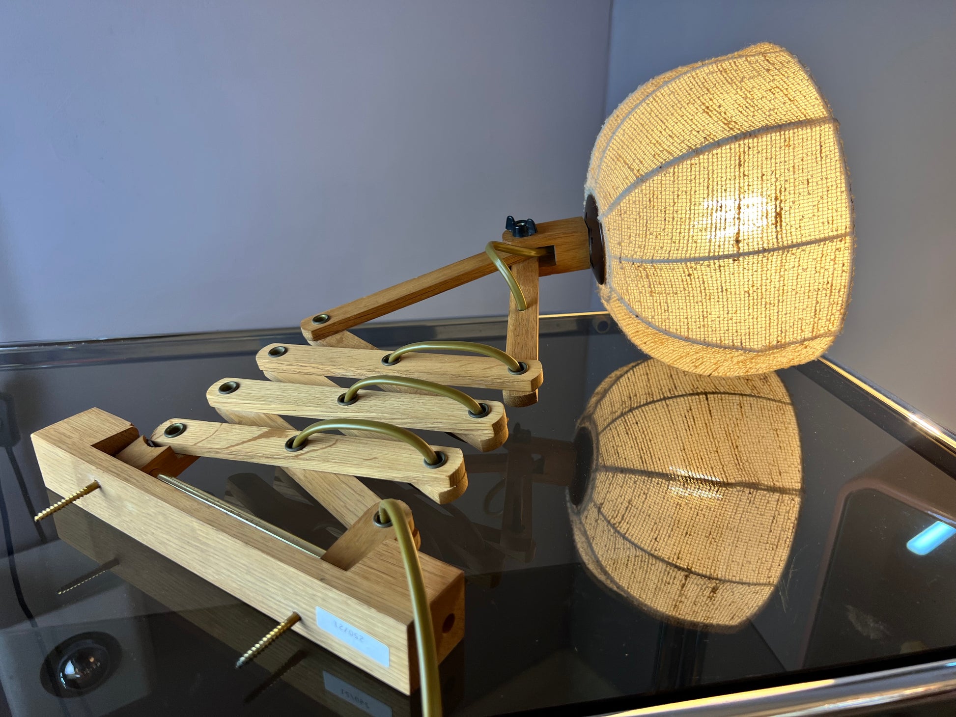 Scherenlampe beige Eiche