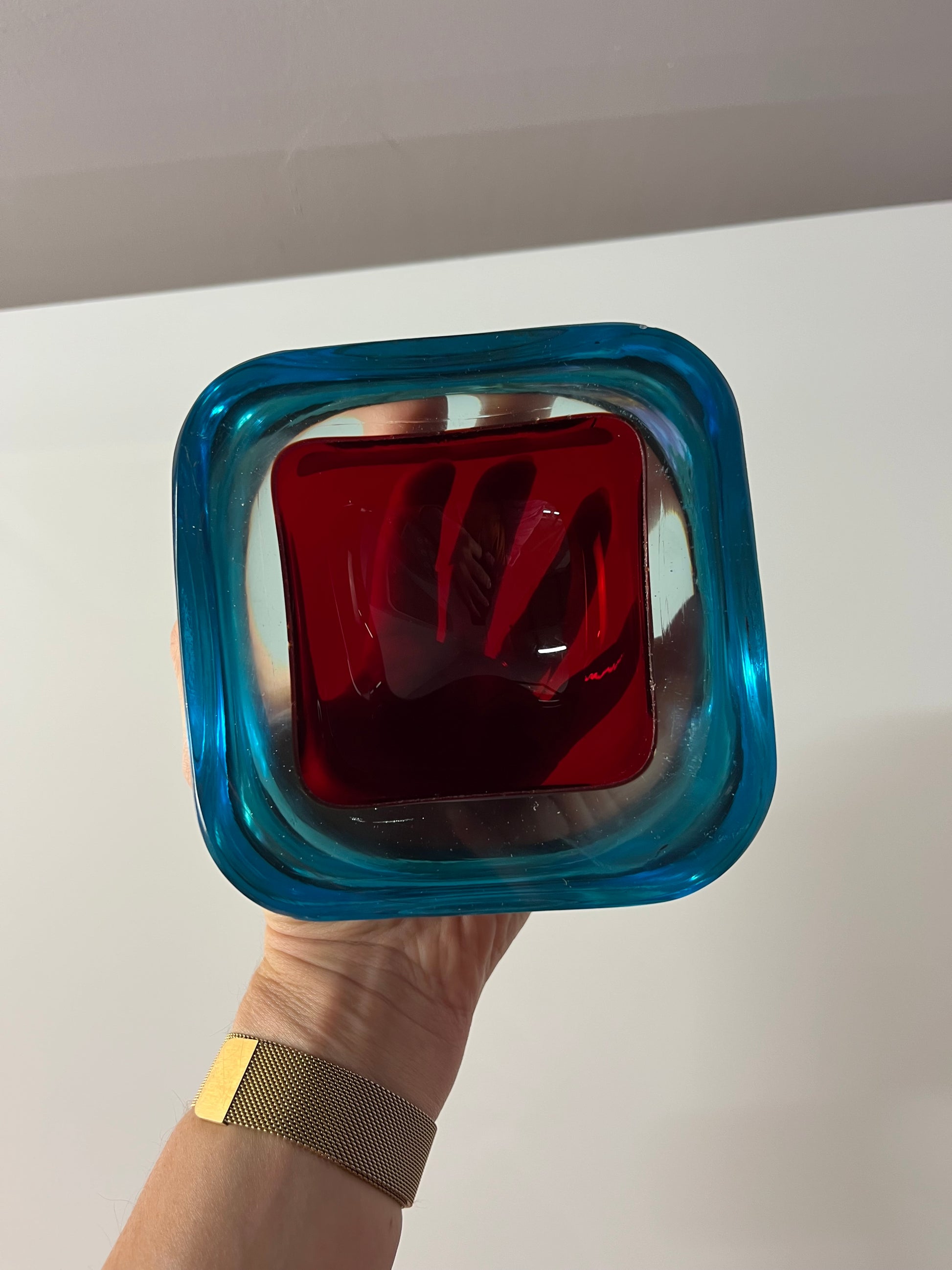 Schale rot blau Muranoglas