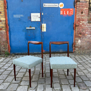 Set: 2x Polsterstuhl blau Palisander