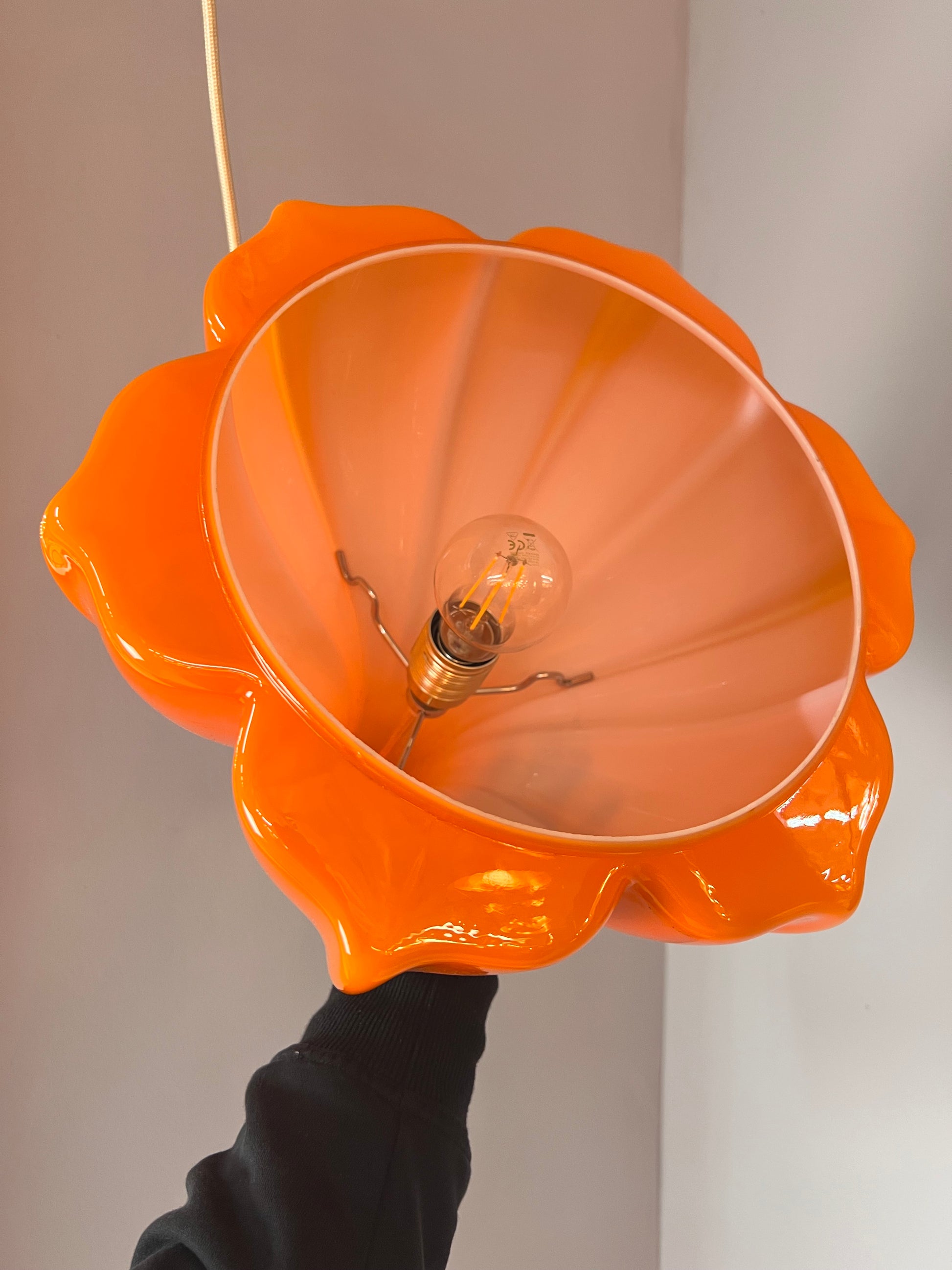 Blumenlampe orange Glas von Peill & Putzler