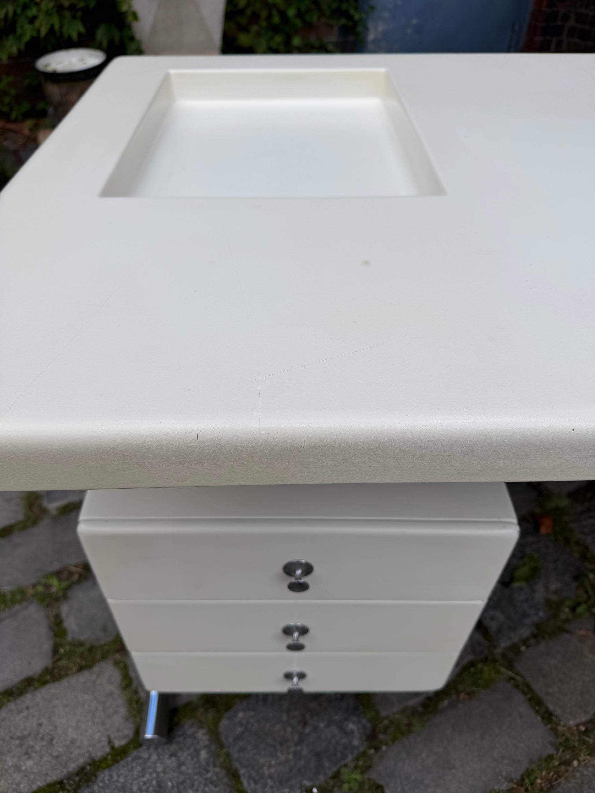 Schreibtisch weiß Fiberglas Chrom von 2 INN Lissone