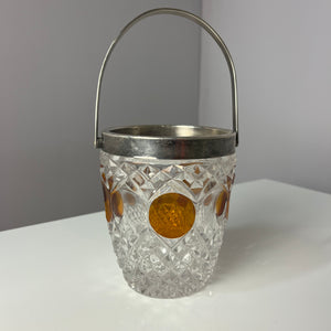 Eiskübel Kristallglas Silber mit Henkel