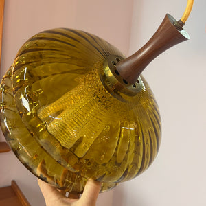 Hängelampe Glas und Teak aus Dänemark