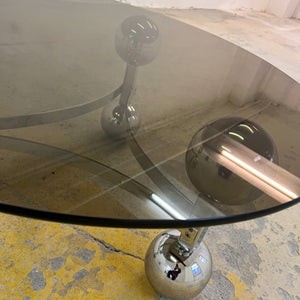 Couchtisch Chrom & Rauchglas 70er Space Age Design