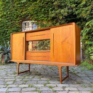 Highboard Teak mit Vitrine & Minibar aus Dänemark