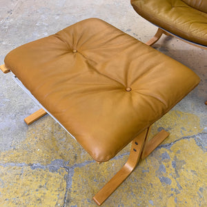 Set: Sessel Siesta mit Hocker Echtleder von Ingmar Relling für Westnofa