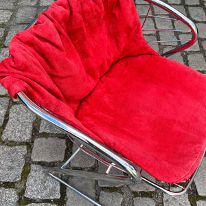 Freischwinger Chrom mit Samtkissen von Gastone Rinaldi