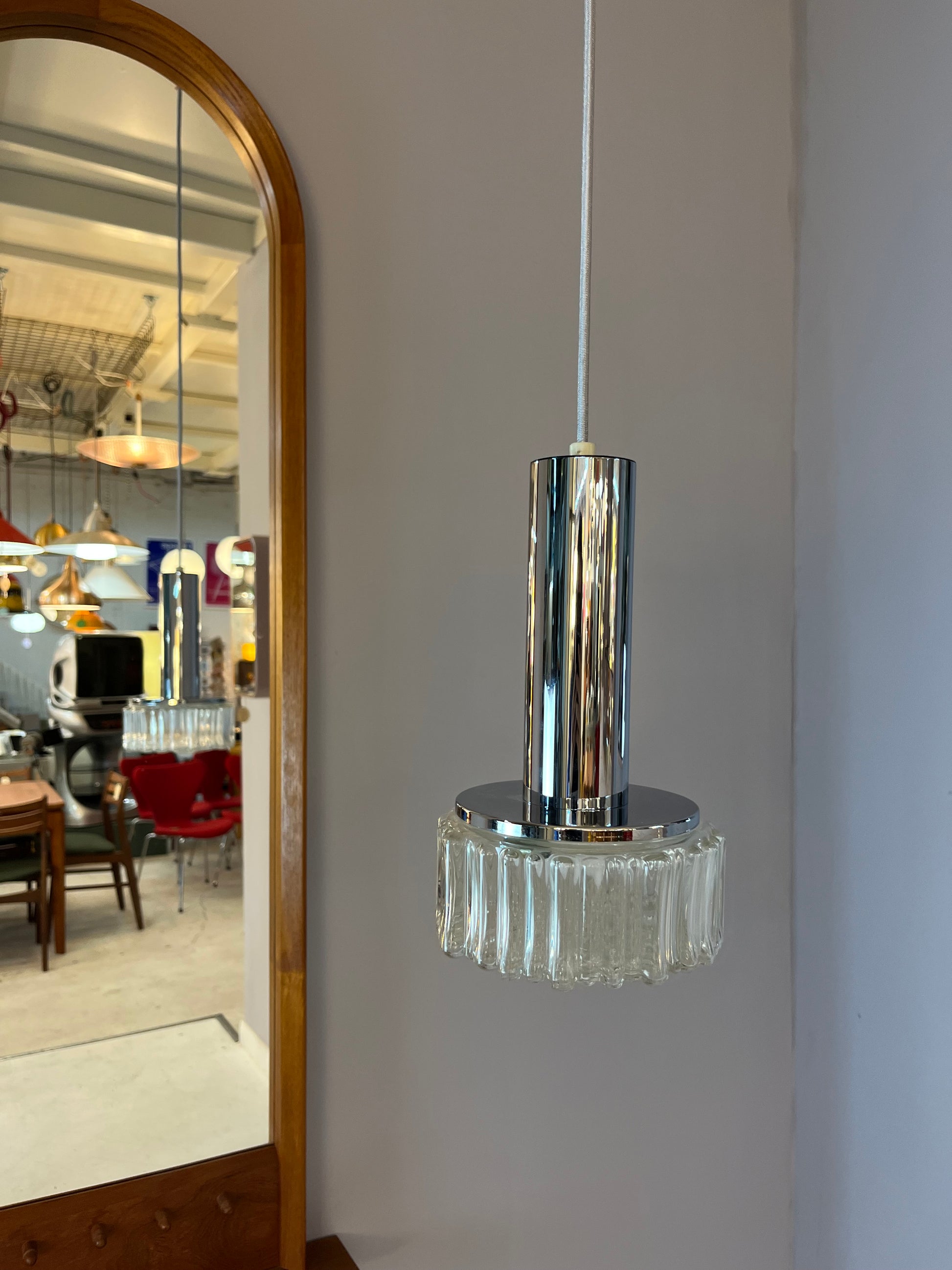 Pendelleuchte Modell P105 Glas Chrom von STAFF