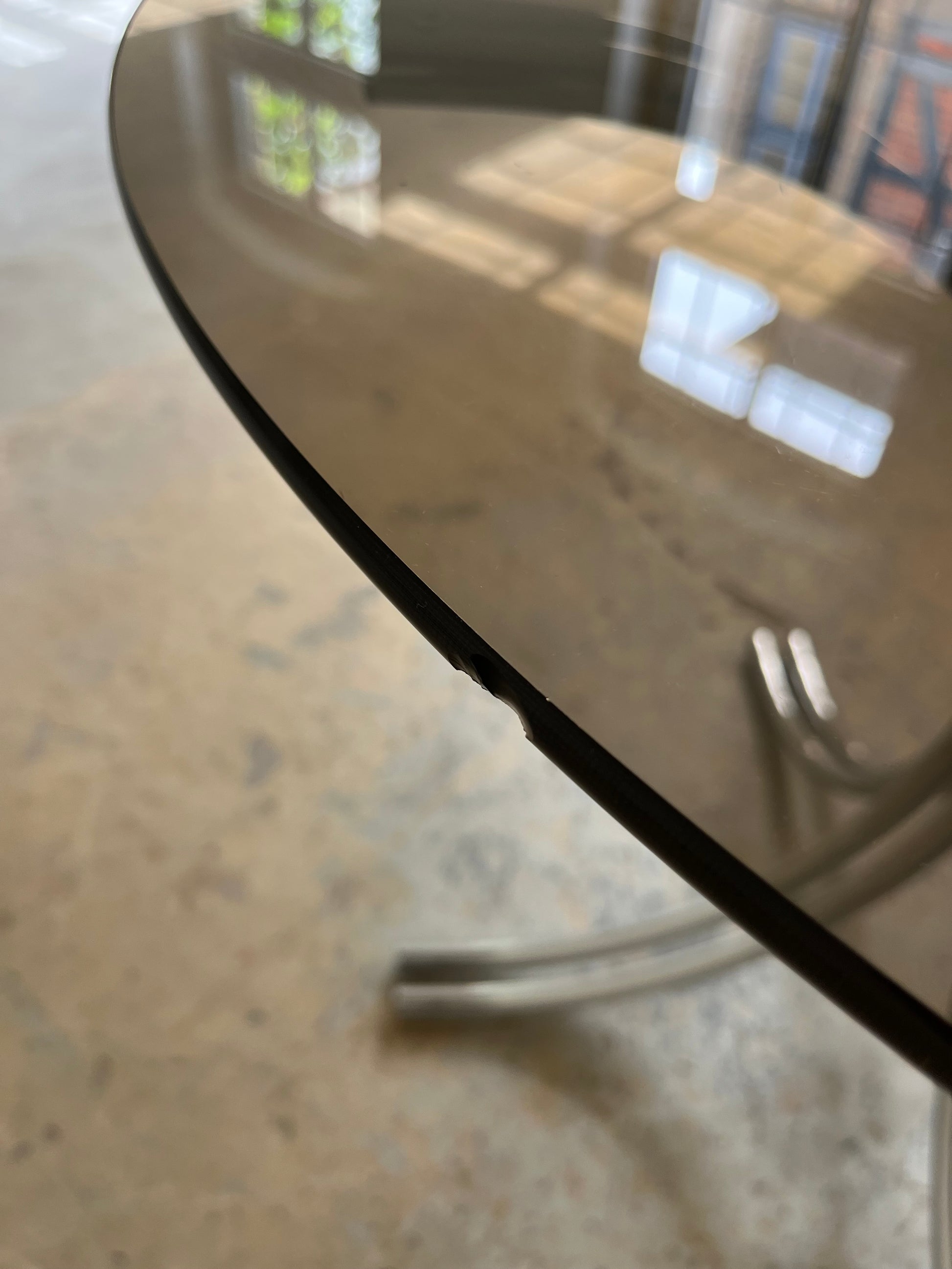 Runder Esstisch Rauchglas Chrom