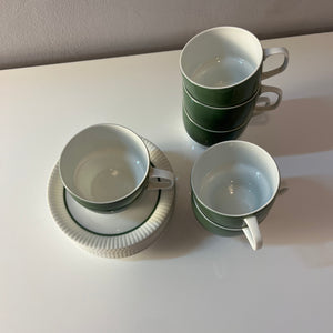 Set: 6x Kaffeetasse mit Untertasse Modulation Secunda grün von Tapio Wirkkala für Rosenthal