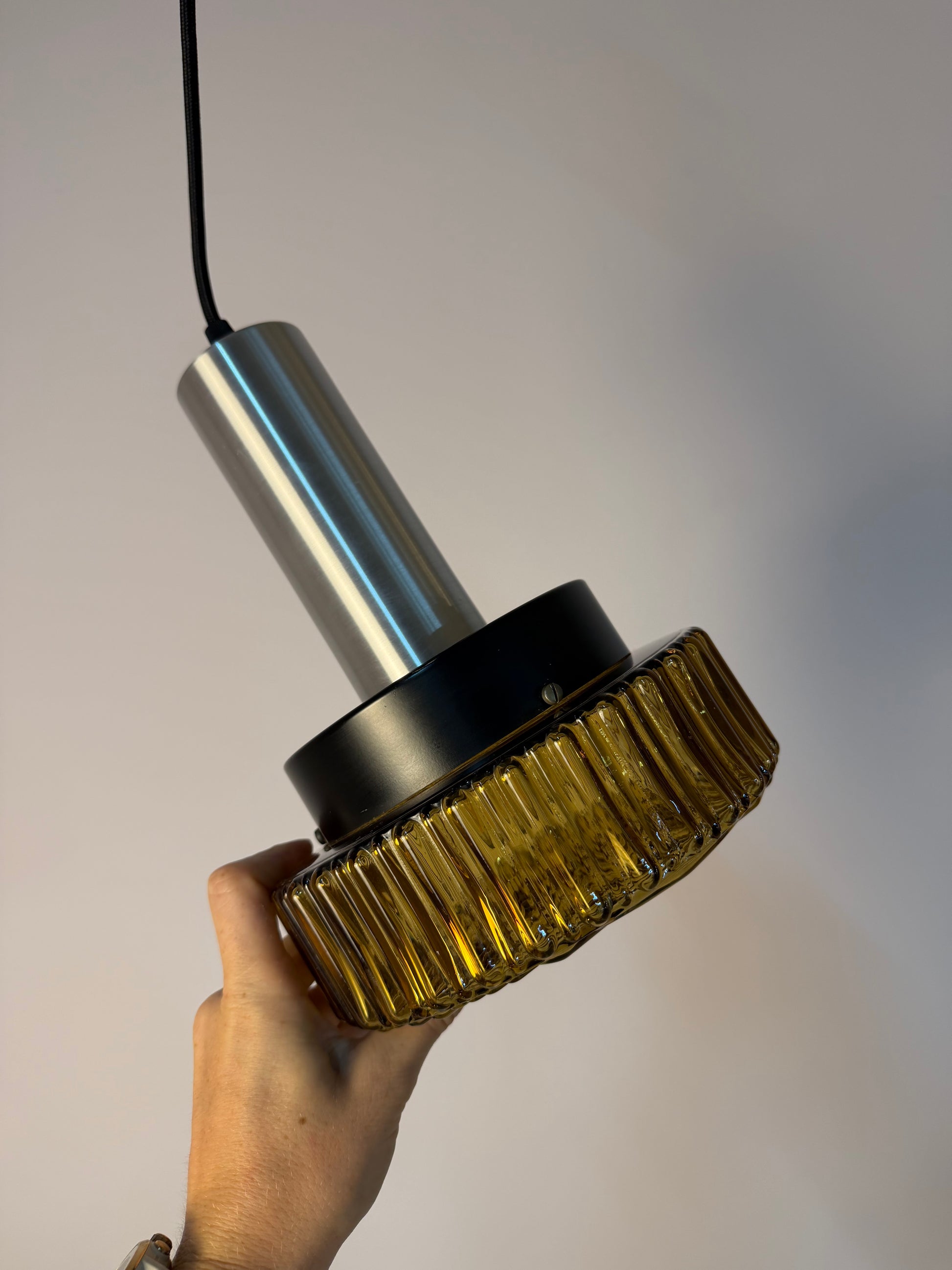 Hängelampe braun Glas Metall