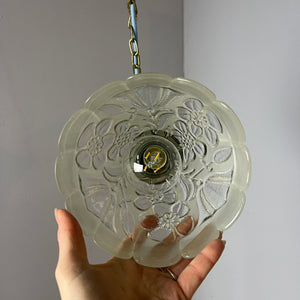 Hängelampe Glas Messing mit Kette aus Dänemark