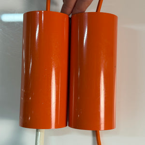 Set: 2x Hängelampe orange mit Opalglas Globus