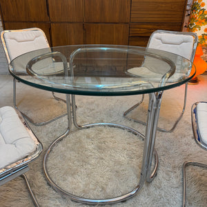 Runder Esstisch Chrom & Glas aus Italien