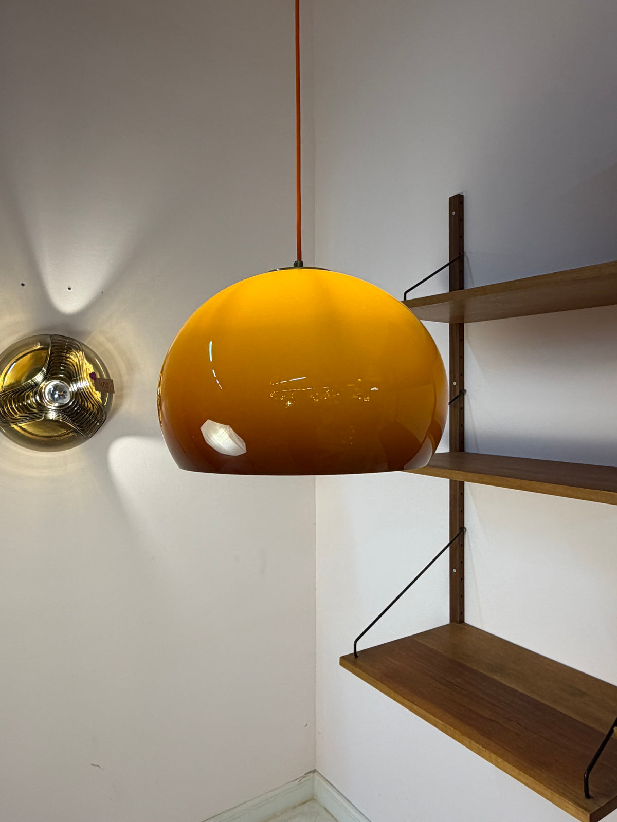 Hängelampe Guzzini Kunststoff braun orange