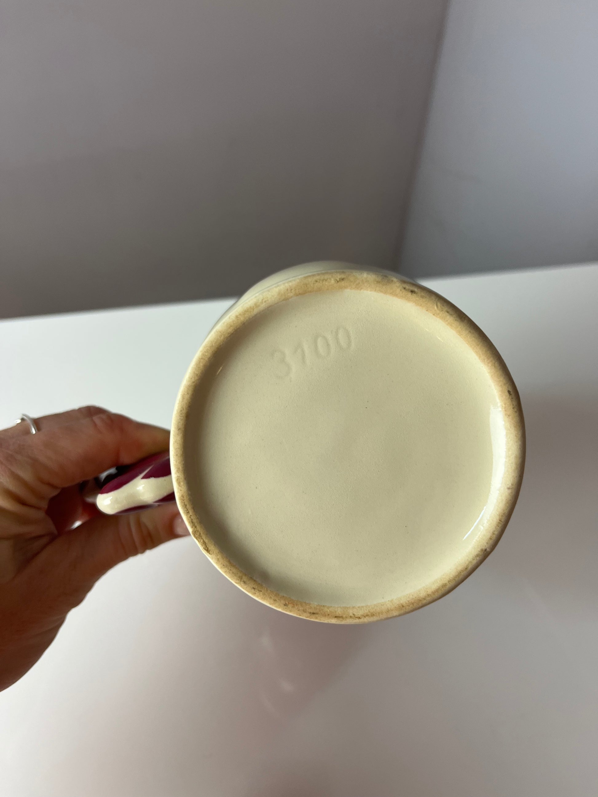 Kanne Hahn orange rot Keramik