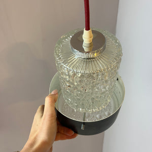 Hängelampe schwarz Eisglas von Carl Fagerlund für Orrefors