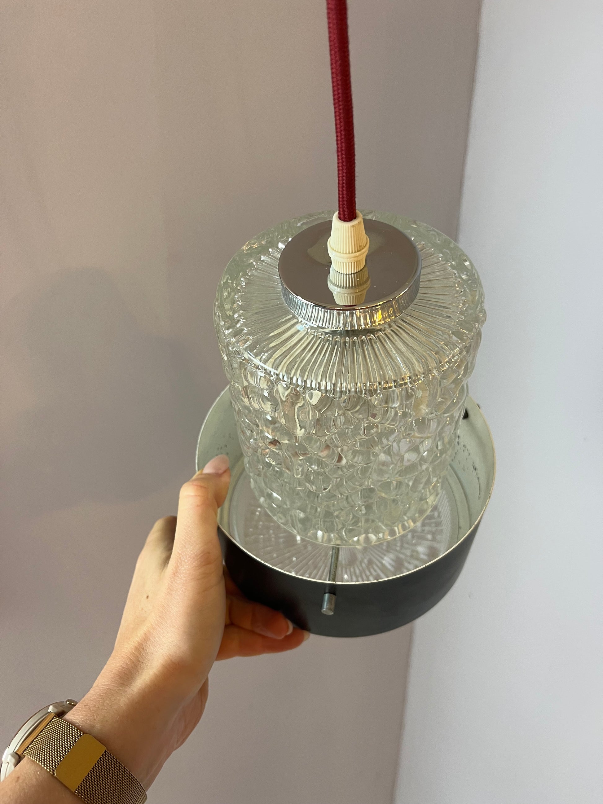 Hängelampe schwarz Eisglas von Carl Fagerlund für Orrefors