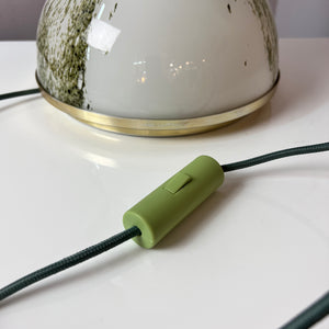 Tischlampe grün weiß Glas von Doria
