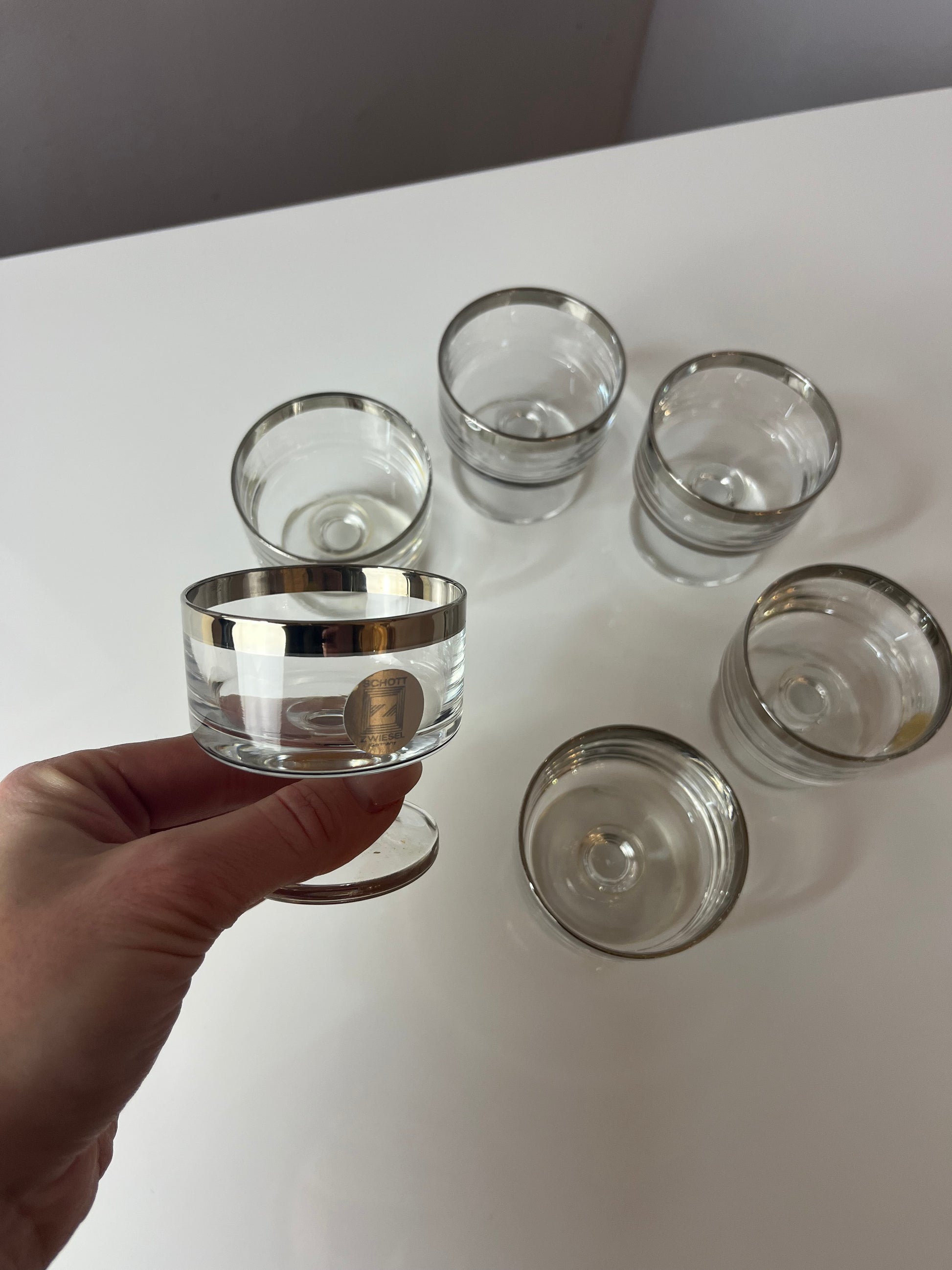 Set: 6x Likörglas mit Silberrand von Schott Zwiesel