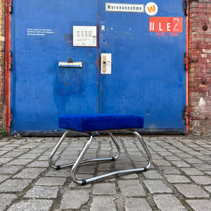 Hocker königsblau Chrom mit Tritt