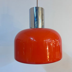Hängelampe orange Glas Chrom von Glashütte Limburg