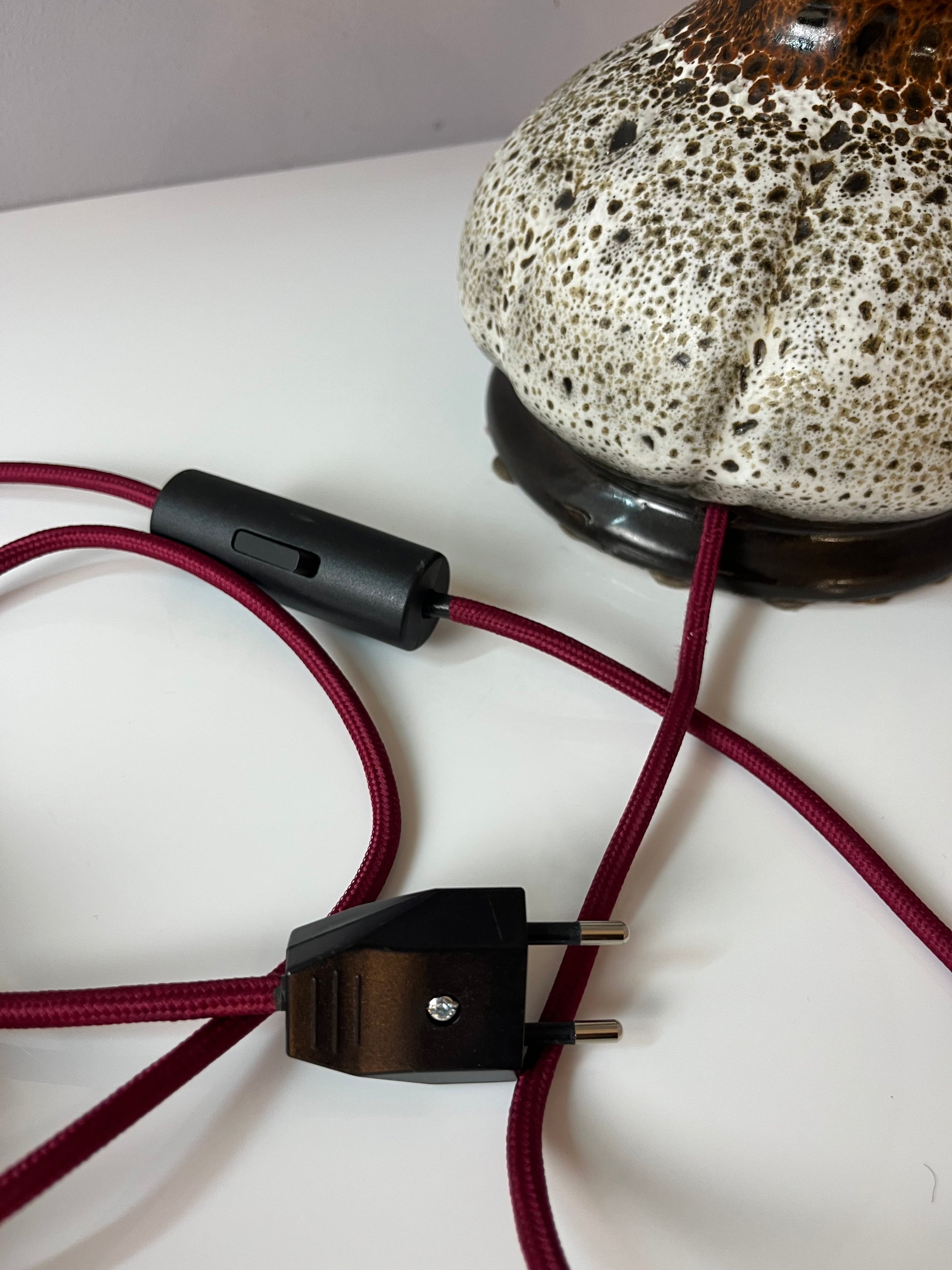 Tischlampe weiß braun Keramik von Hustadt Leuchten